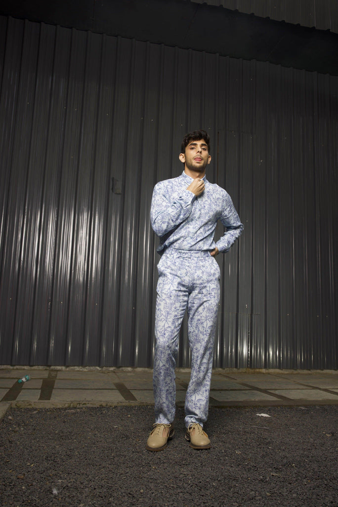 TONAL BLUE PRINTED PANT - dash and dot dash and dot