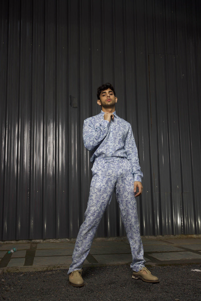 TONAL BLUE PRINTED PANT - dash and dot dash and dot