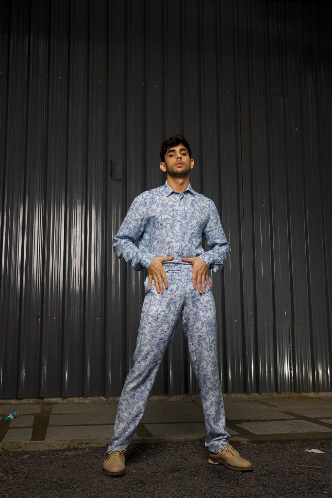 TONAL BLUE PRINTED SHIRT - dash and dot dash and dot