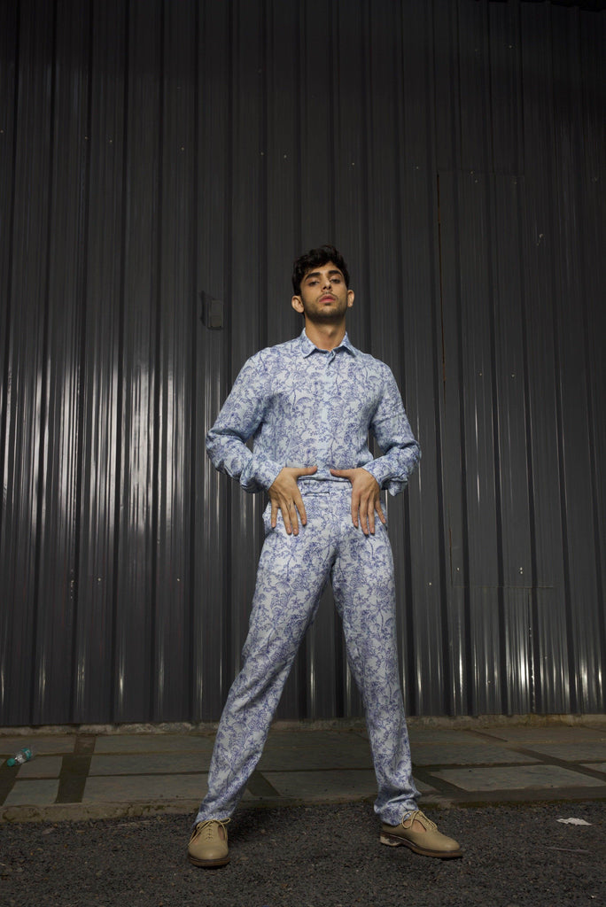 TONAL BLUE PRINTED PANT - dash and dot dash and dot