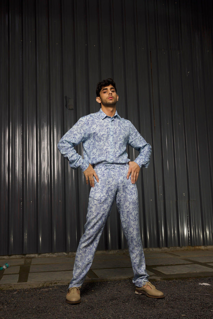 TONAL BLUE PRINTED SHIRT - dash and dot dash and dot