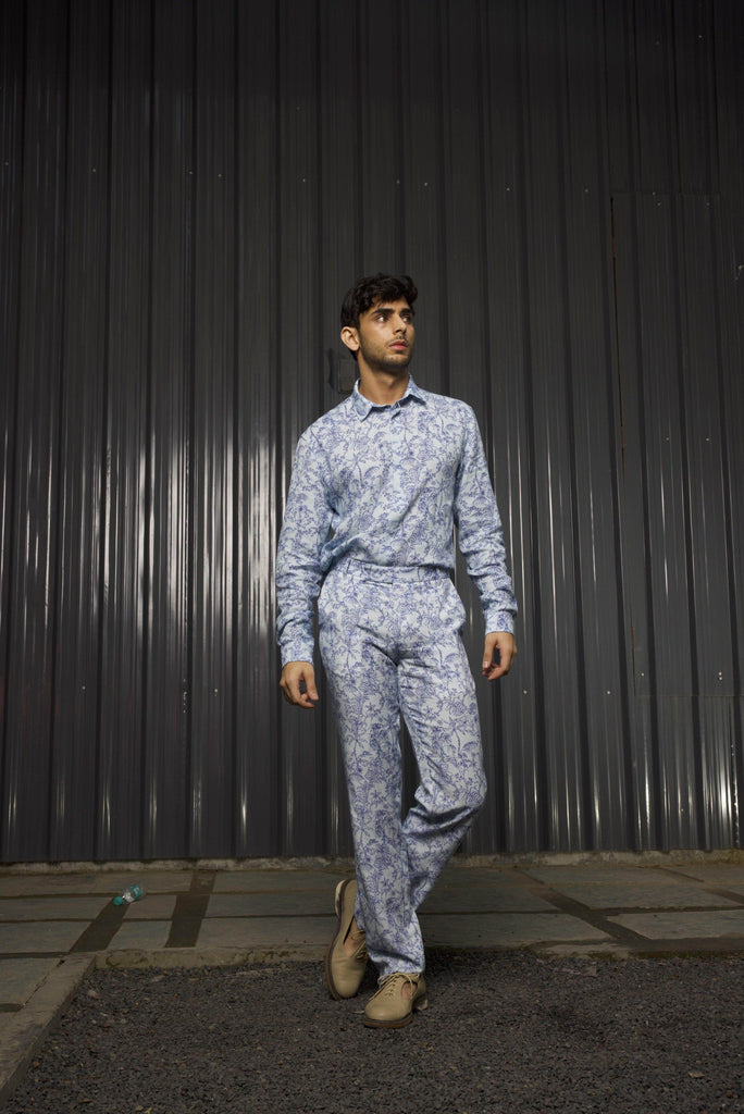 TONAL BLUE PRINTED PANT - dash and dot dash and dot