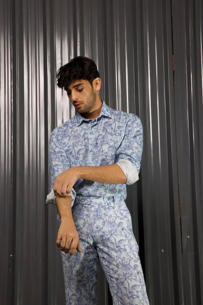 TONAL BLUE PRINTED SHIRT - dash and dot dash and dot