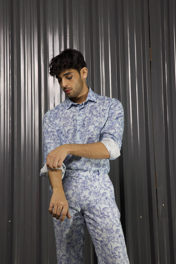 TONAL BLUE PRINTED PANT - dash and dot dash and dot