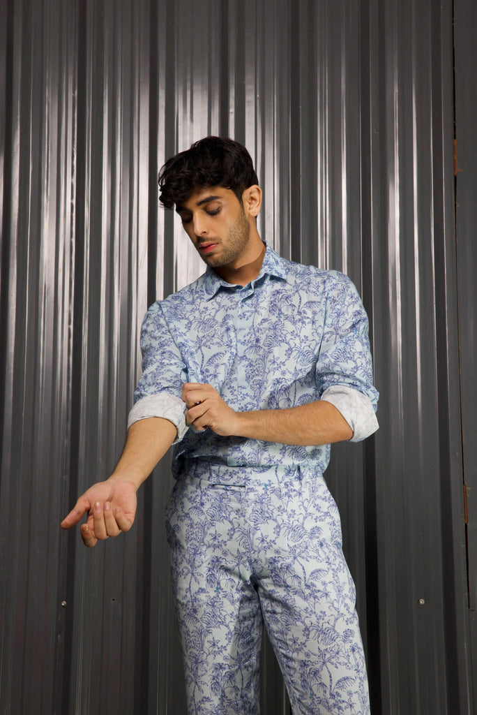 TONAL BLUE PRINTED SHIRT - dash and dot dash and dot