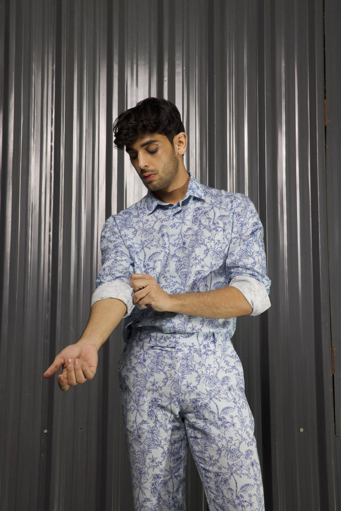 TONAL BLUE PRINTED PANT - dash and dot dash and dot