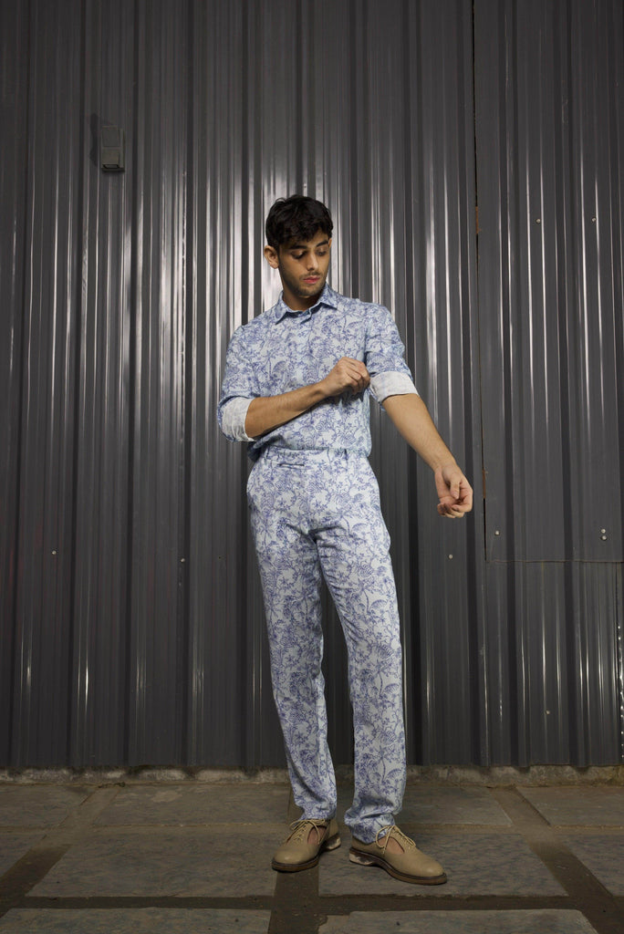 TONAL BLUE PRINTED PANT - dash and dot dash and dot