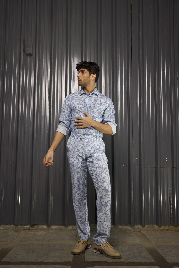 TONAL BLUE PRINTED PANT - dash and dot dash and dot