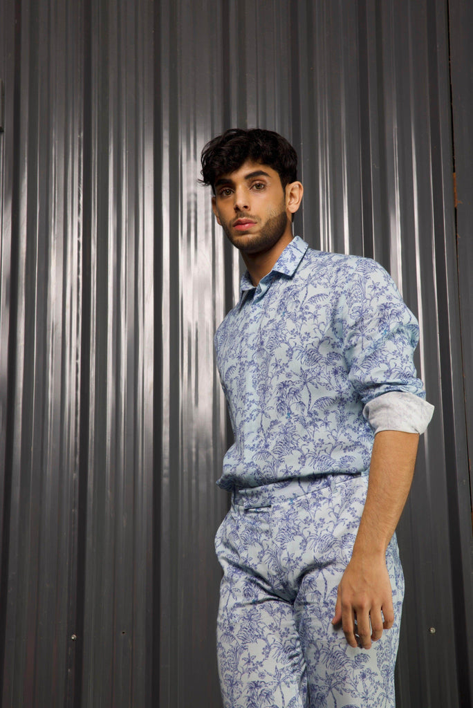 TONAL BLUE PRINTED SHIRT - dash and dot dash and dot