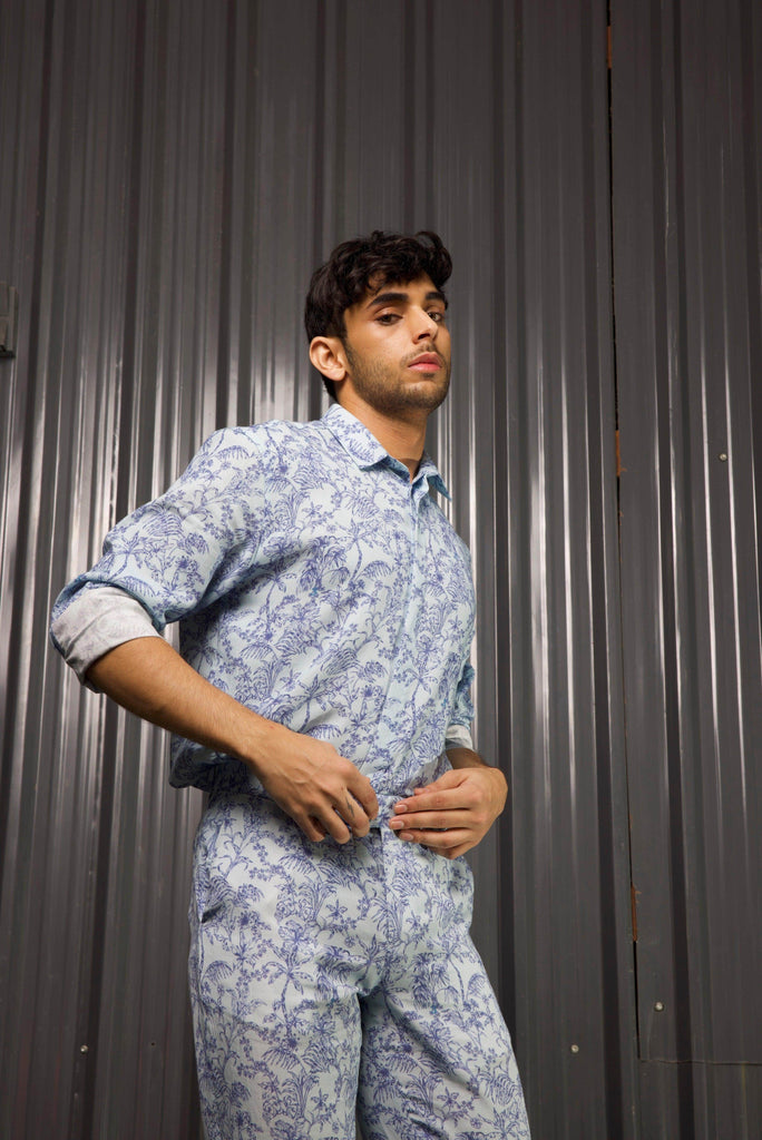 TONAL BLUE PRINTED SHIRT - dash and dot dash and dot