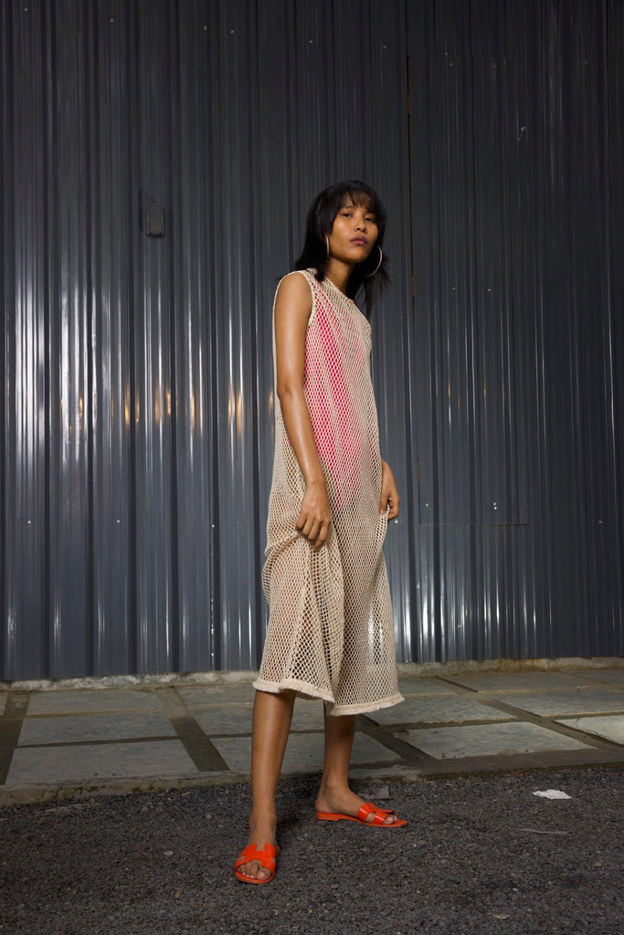 NATURAL MESH SWIM COVER-UP - dash and dot dash and dot