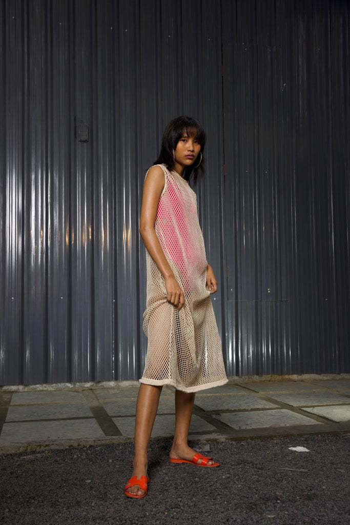 NATURAL MESH SWIM COVER-UP - dash and dot dash and dot