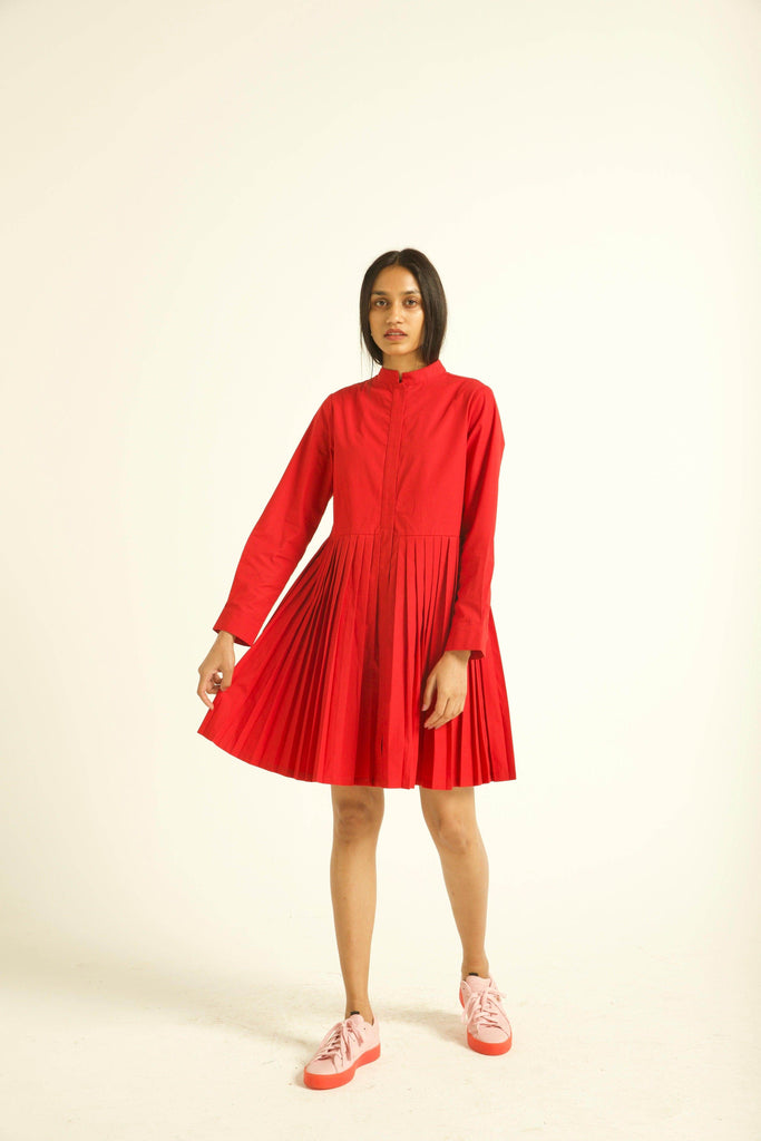 ACCORDION PLEAT SHIRT DRESS - dash and dot dash and dot