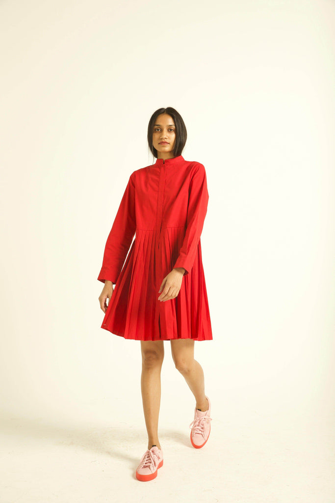 ACCORDION PLEAT SHIRT DRESS - dash and dot dash and dot