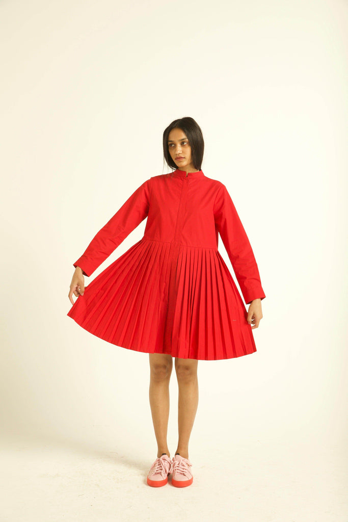 ACCORDION PLEAT SHIRT DRESS - dash and dot dash and dot