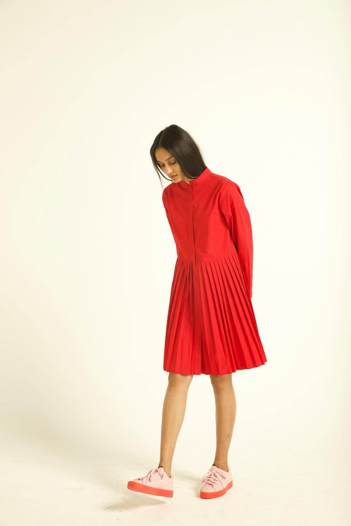 ACCORDION PLEAT SHIRT DRESS - dash and dot dash and dot