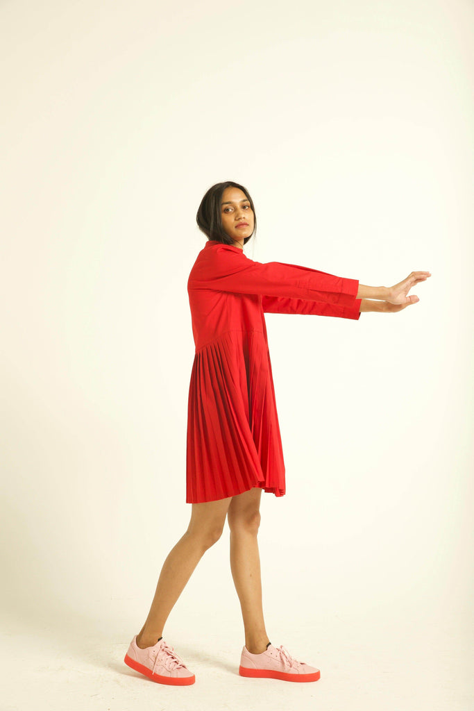 ACCORDION PLEAT SHIRT DRESS - dash and dot dash and dot