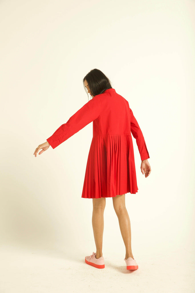 ACCORDION PLEAT SHIRT DRESS - dash and dot dash and dot