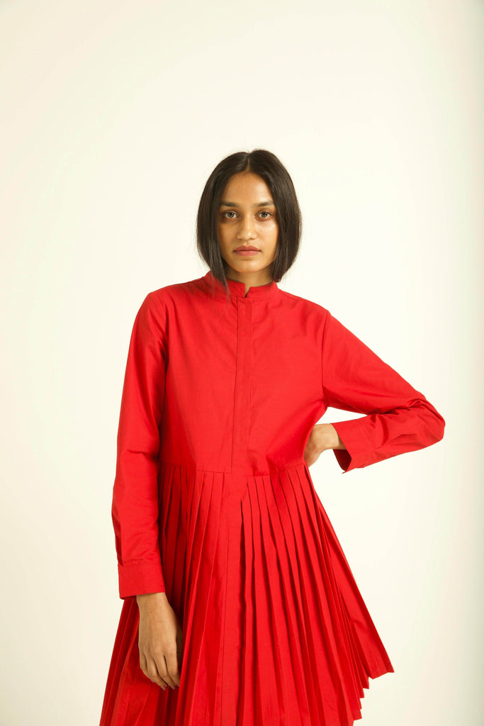 ACCORDION PLEAT SHIRT DRESS - dash and dot dash and dot