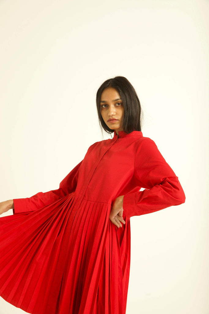 ACCORDION PLEAT SHIRT DRESS - dash and dot dash and dot