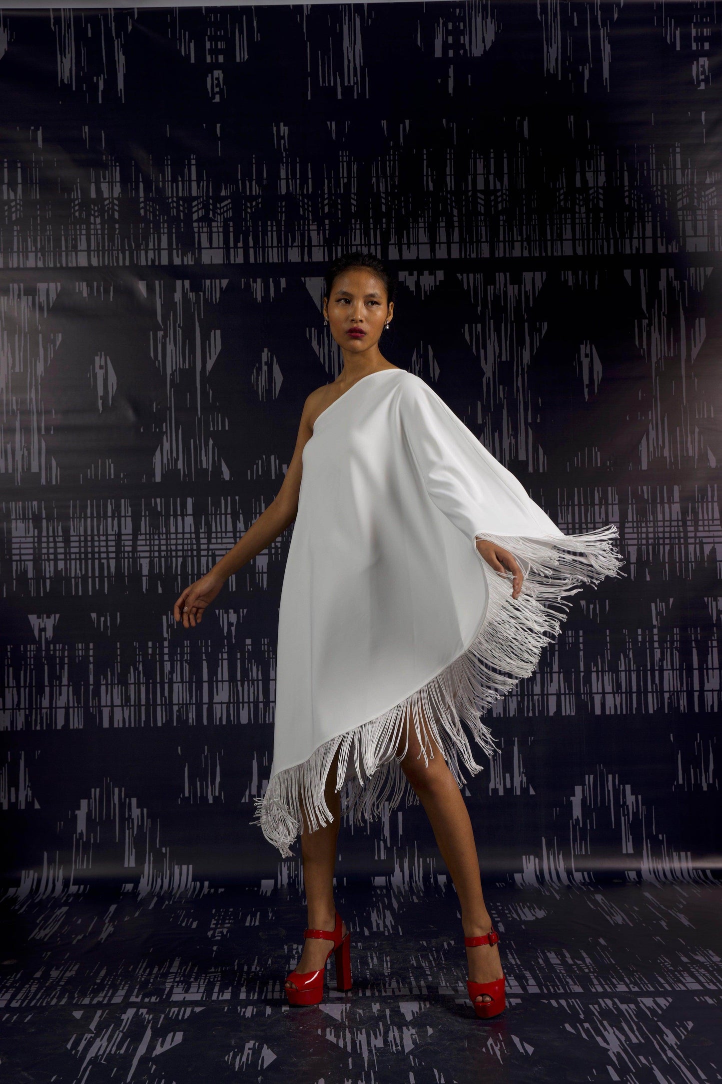 ONE SHOULDER FRINGE DRESS - dash and dot