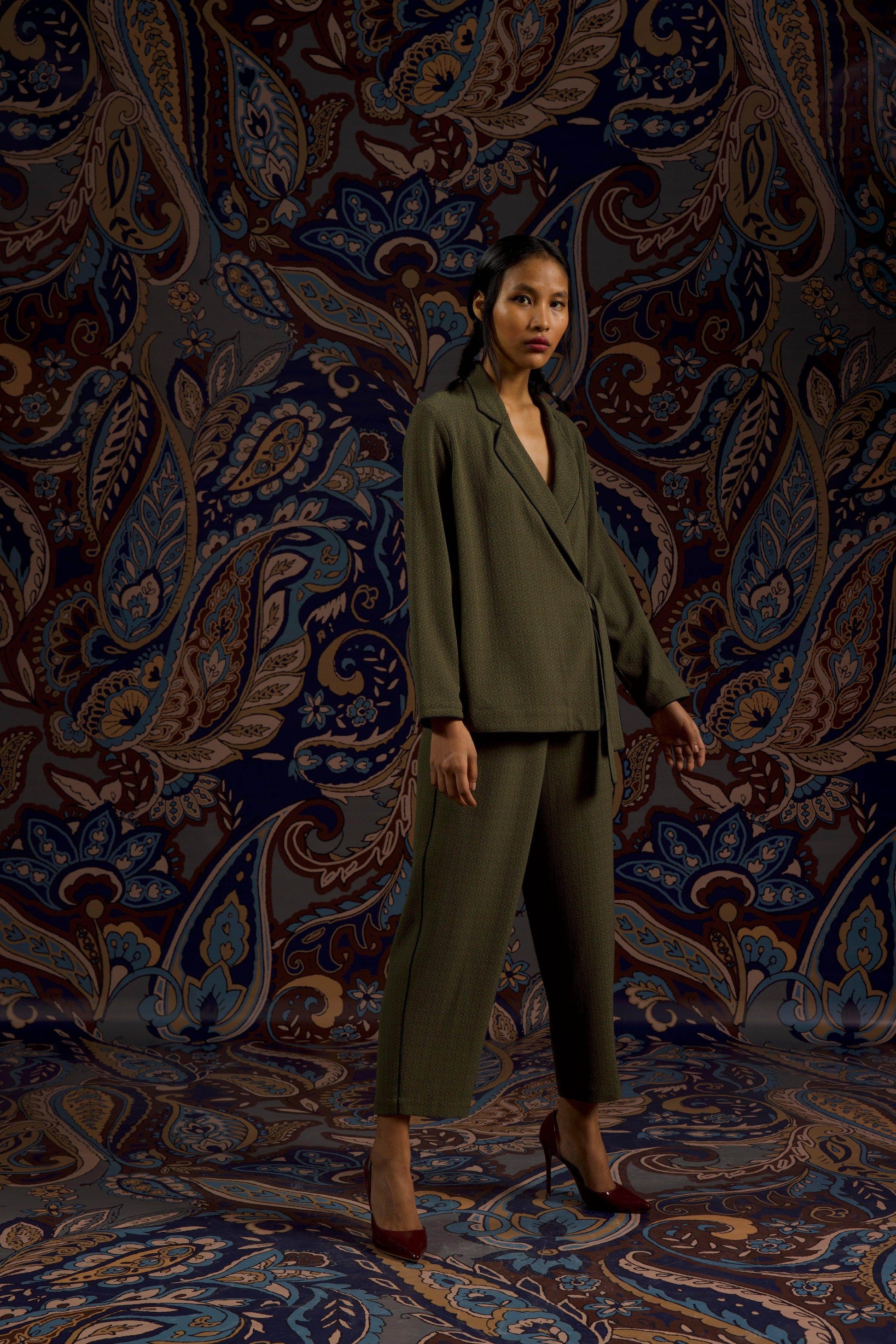 OLIVE GREEN SIDE TIE TOP - dash and dot