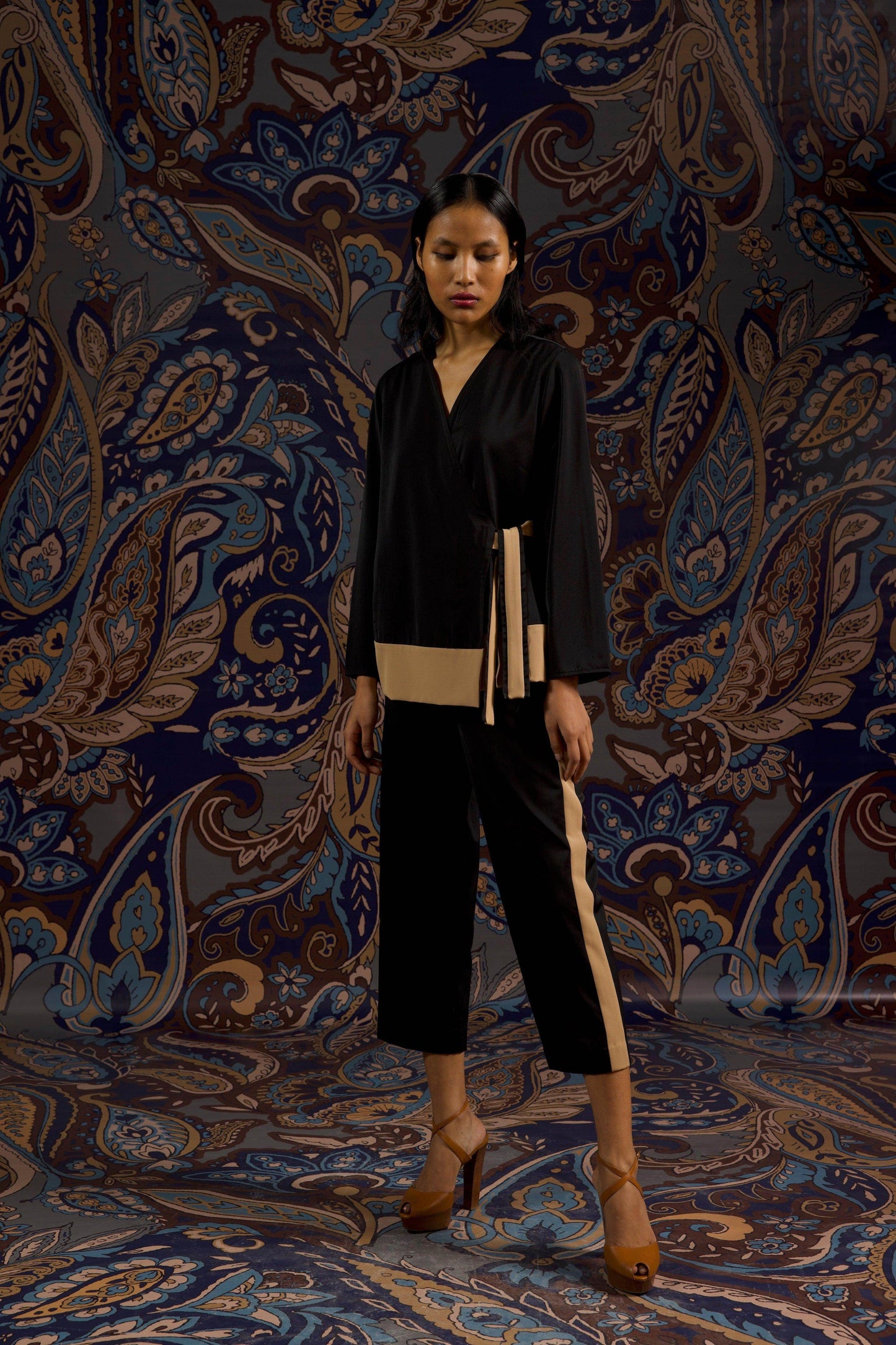 SIDE TIE COLOUR BLOCK PANT - dash and dot