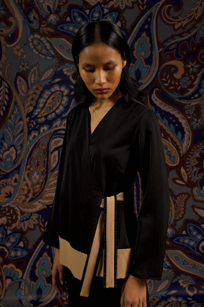 SIDE TIE COLOUR BLOCK TOP - dash and dot