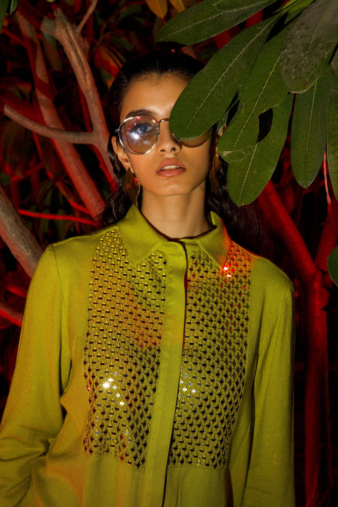 MIRROR EMBROIDERED BIB SHIRT - dash and dot dash and dot