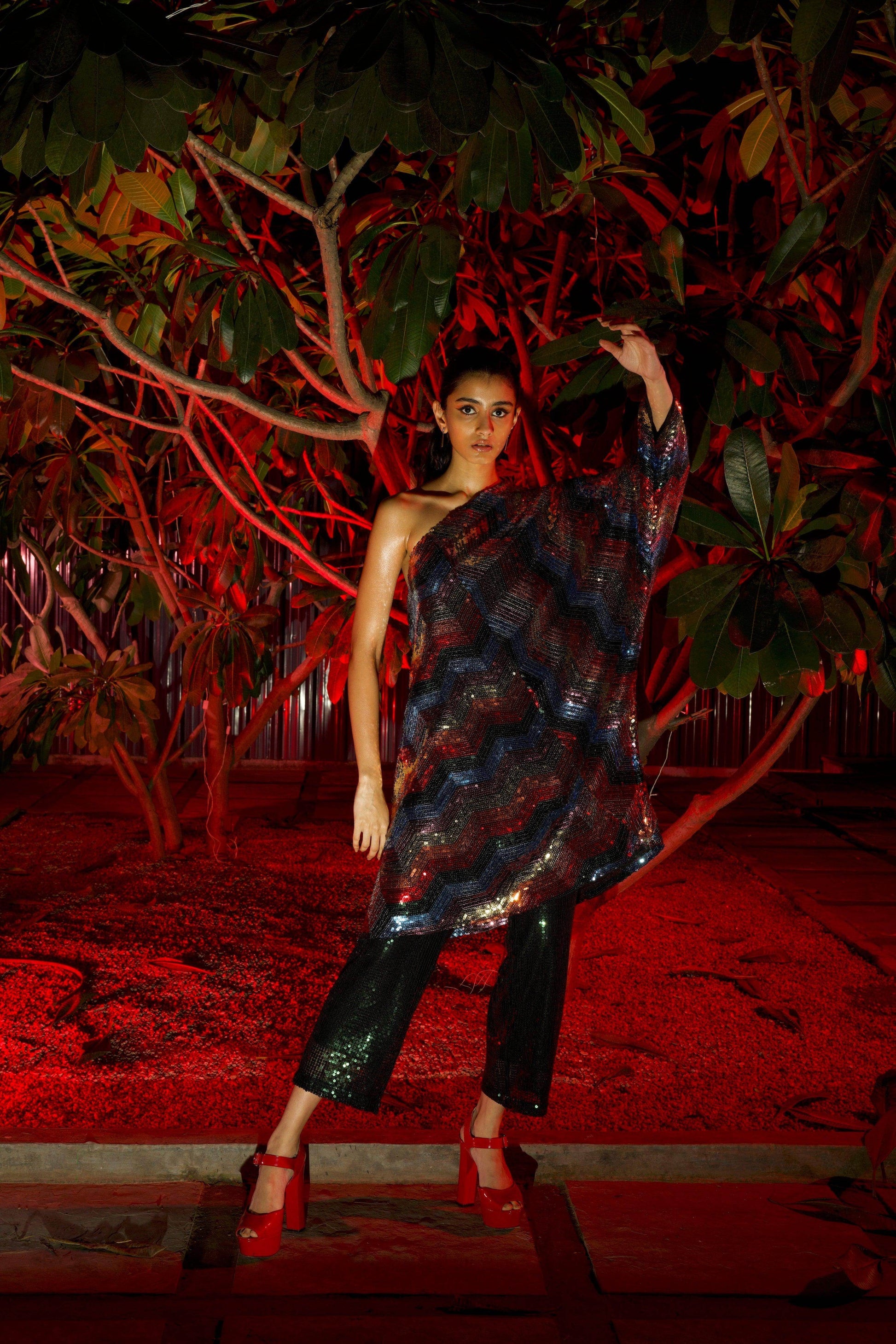 ONE SHOULDER SEQUIN DRESS - dash and dot