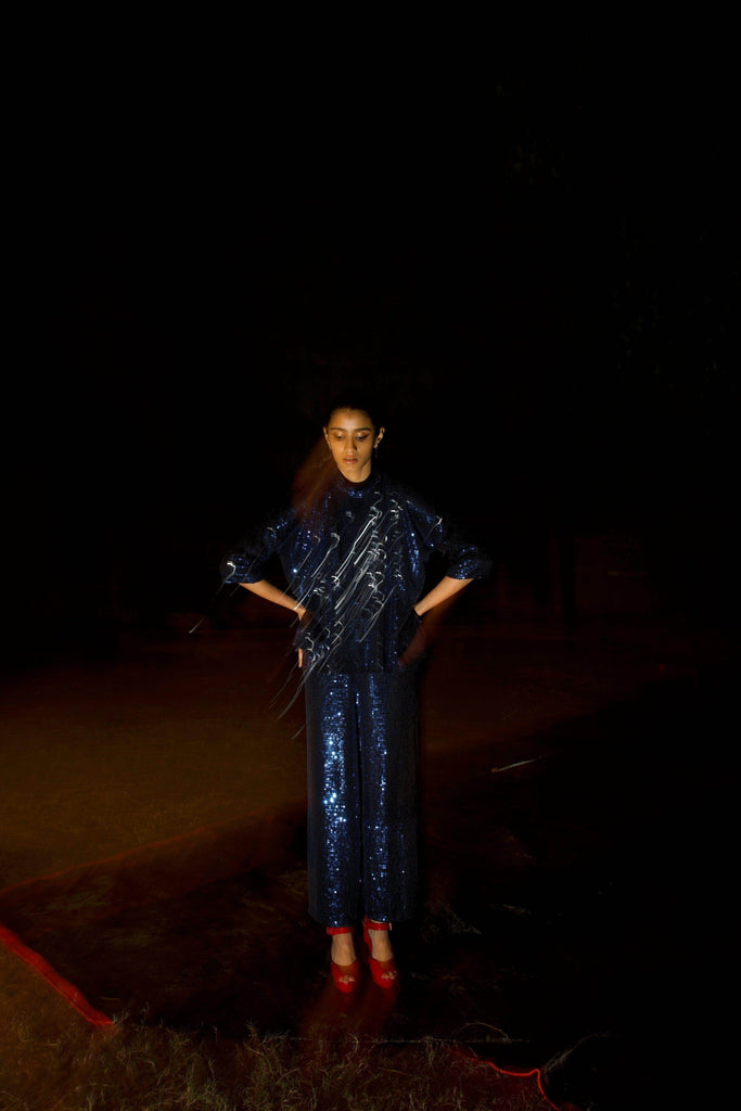 BLUE SEQUIN CULOTTE - dash and dot dash and dot