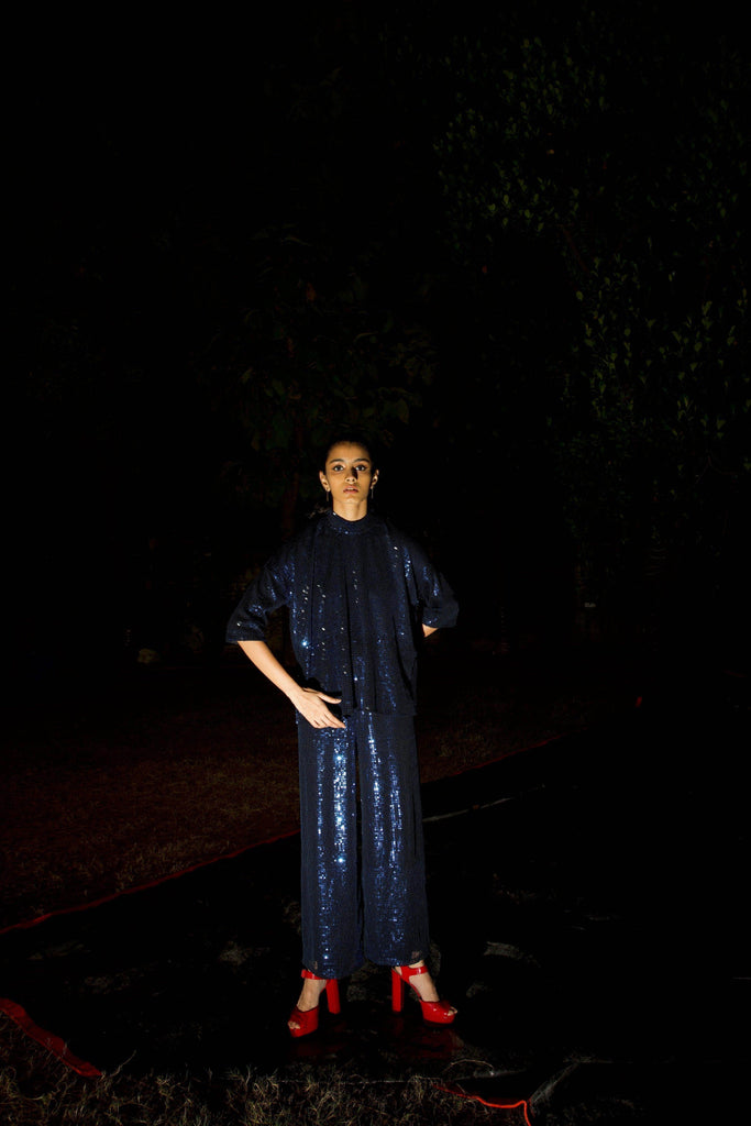 BLUE SEQUIN BOXY TOP - dash and dot dash and dot