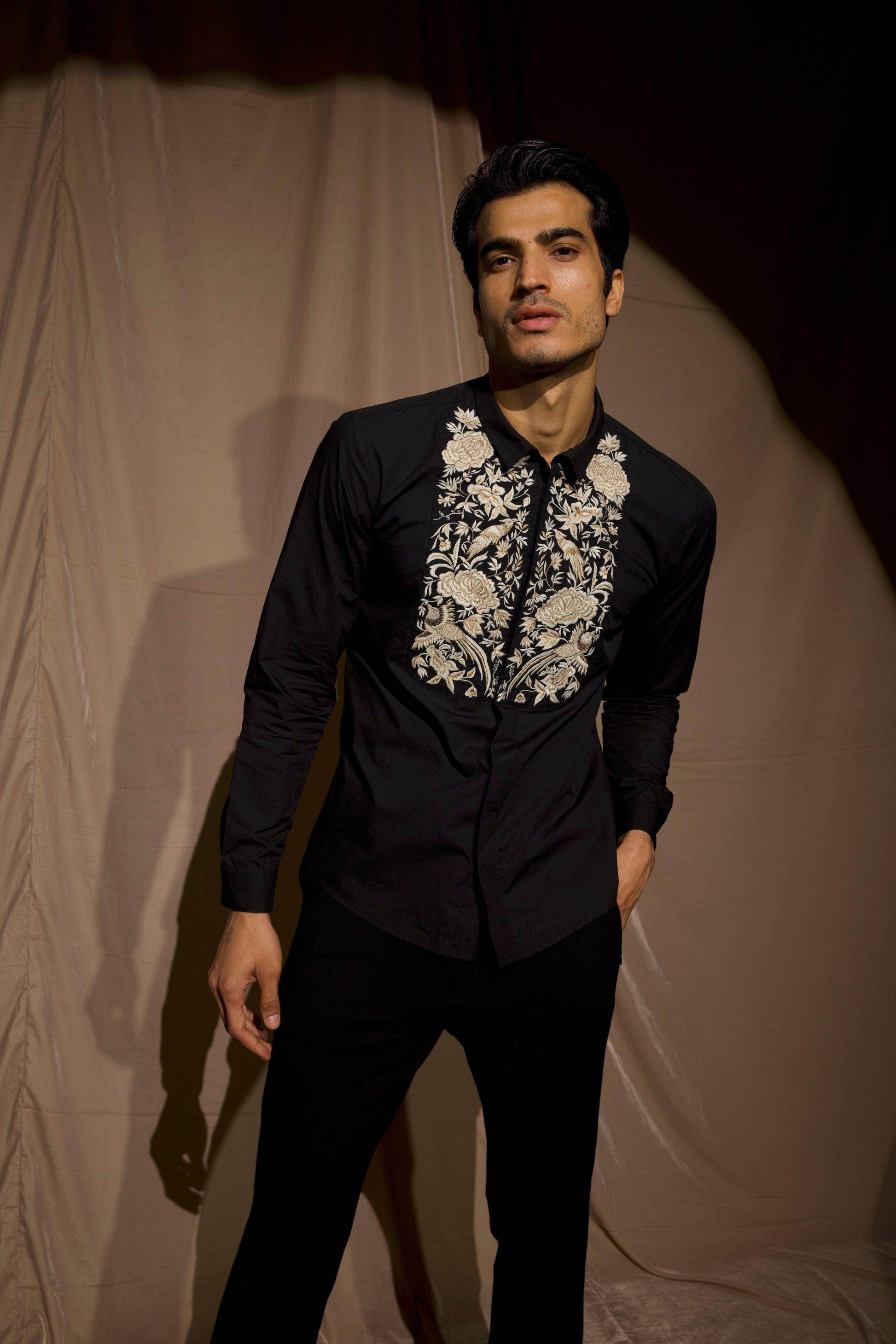 EMBROIDERED BIB SHIRT - dash and dot