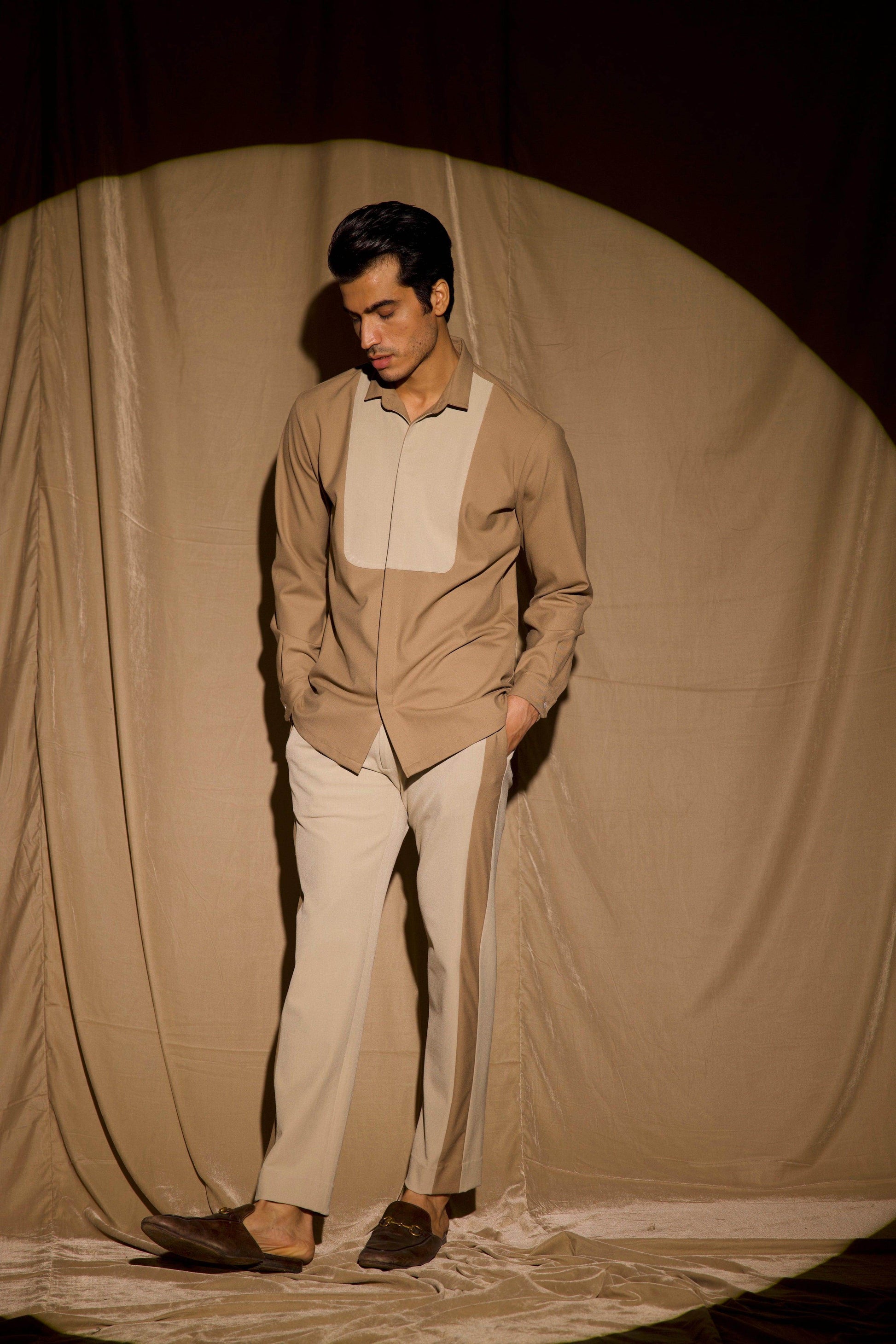 KHAKI BIB SHIRT - dash and dot