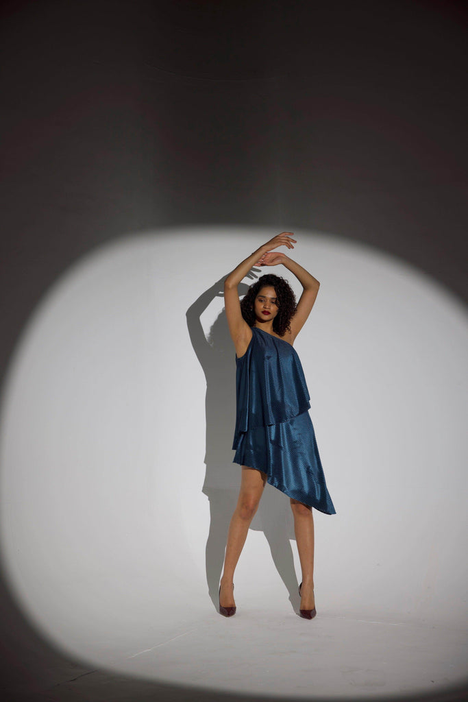 VELVET PLEAT ONE-SHOULDERED MINI - dash and dot dash and dot