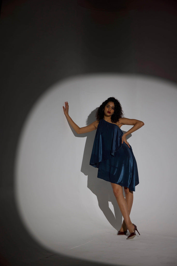 VELVET PLEAT ONE-SHOULDERED MINI - dash and dot dash and dot