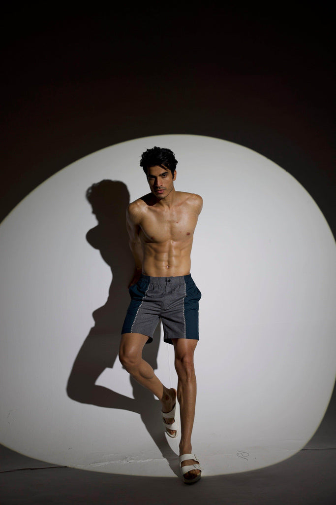 CROSS STITCH BLOCKED SWIM SHORTS - dash and dot dash and dot