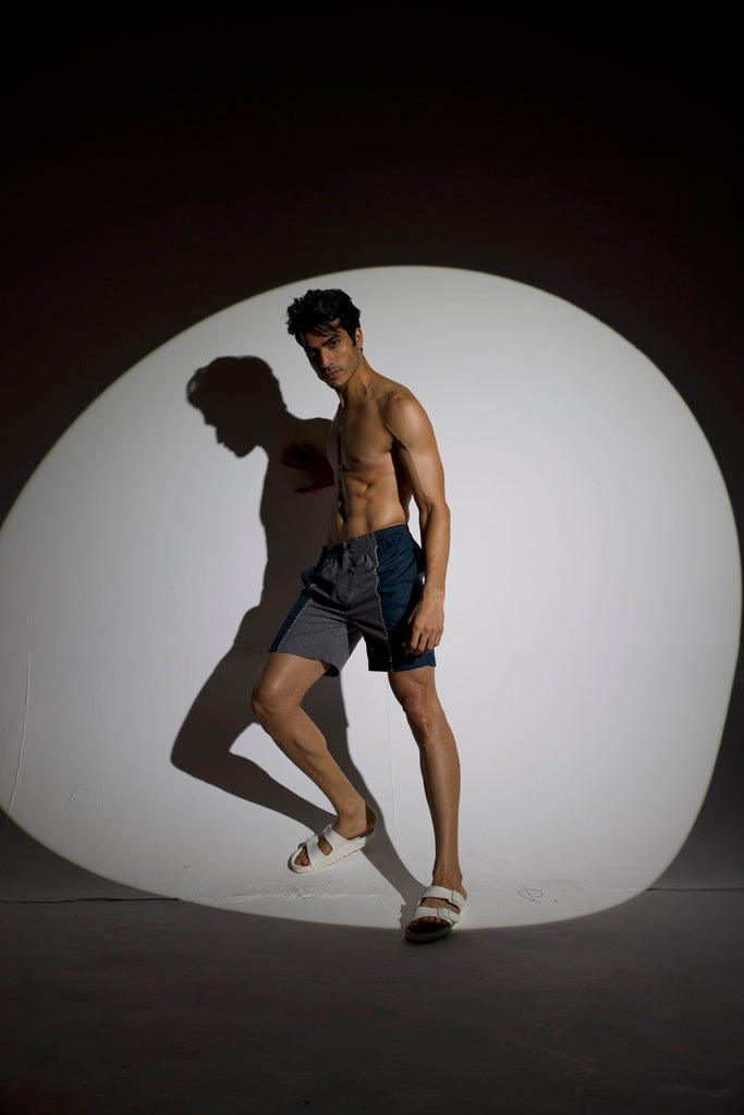 CROSS STITCH BLOCKED SWIM SHORTS - dash and dot dash and dot