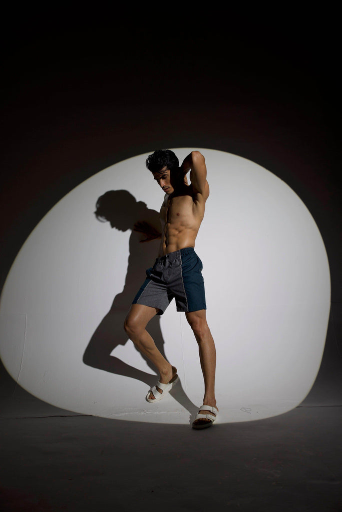 CROSS STITCH BLOCKED SWIM SHORTS - dash and dot dash and dot