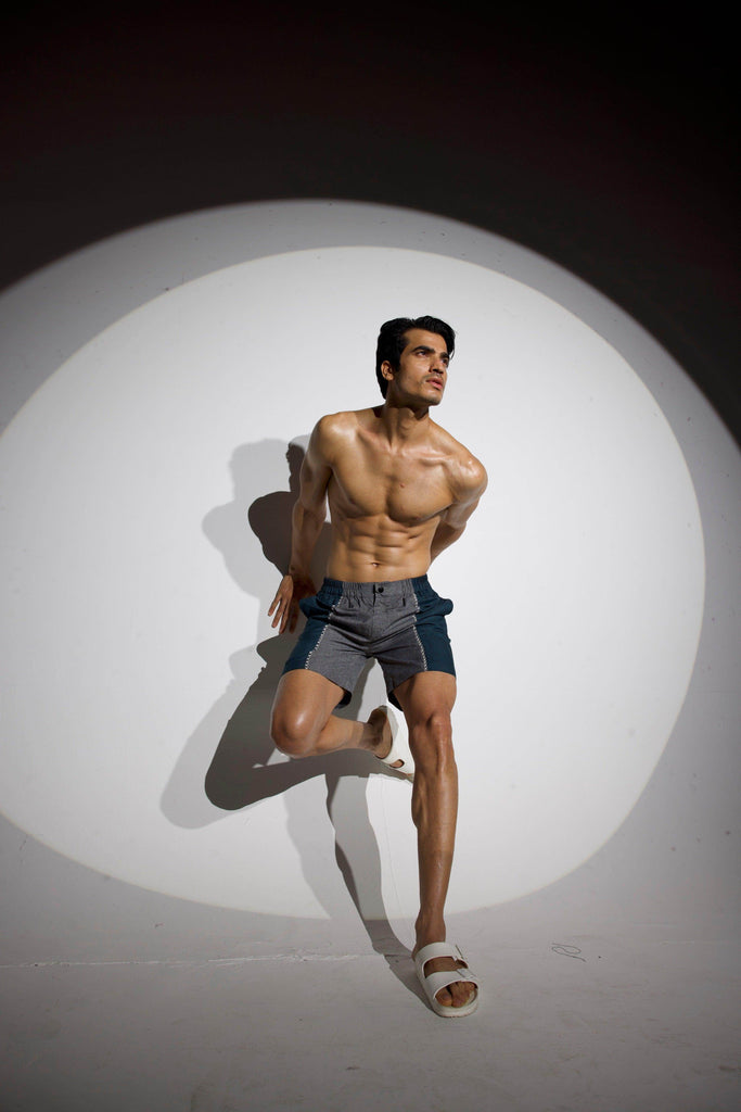 CROSS STITCH BLOCKED SWIM SHORTS - dash and dot dash and dot