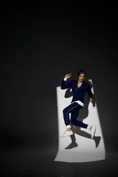 NAVY PIPED JOGGER - dash and dot