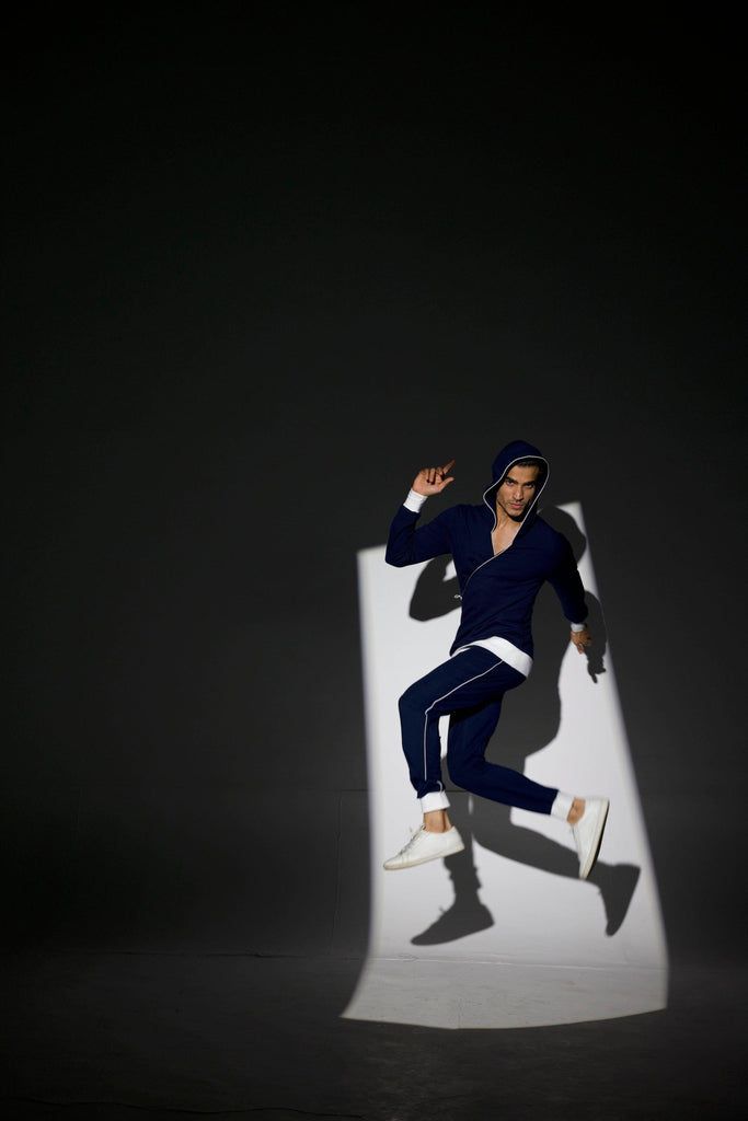 NAVY WRAP HOODIE - dash and dot dash and dot