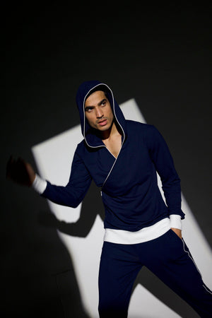 NAVY WRAP HOODIE - dash and dot