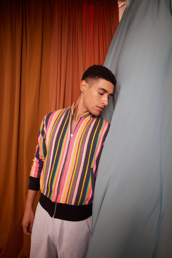 MULTI STRIPE BOMBER - dash and dot dash and dot