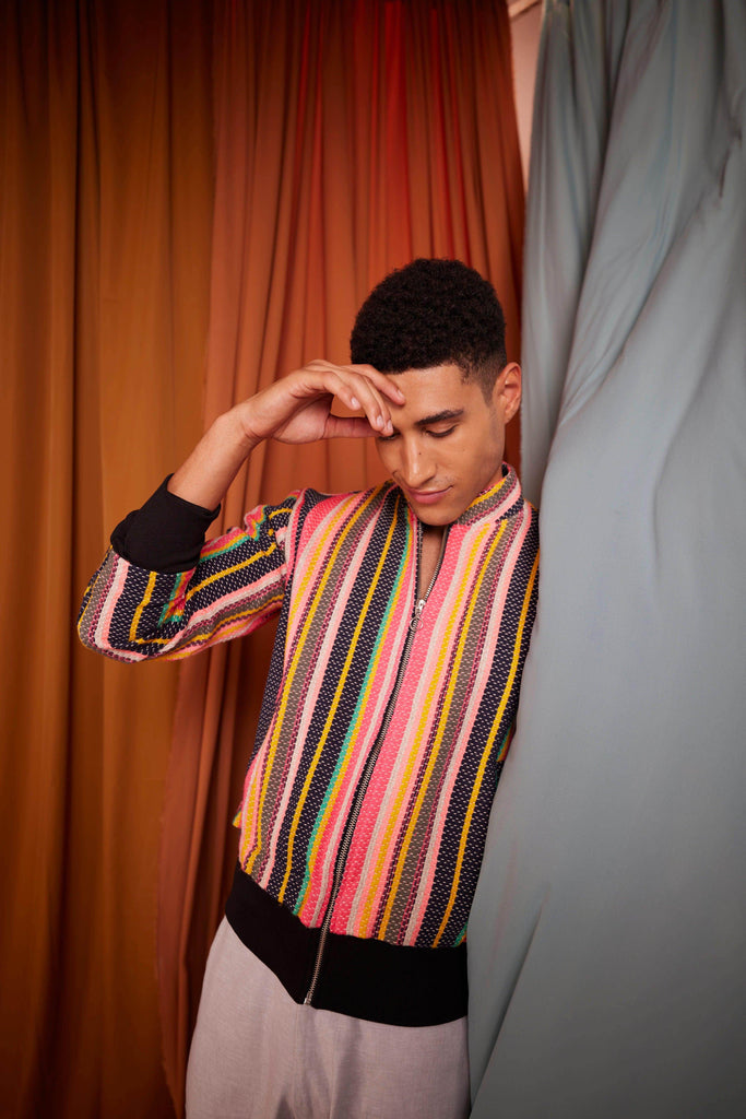 MULTI STRIPE BOMBER - dash and dot dash and dot