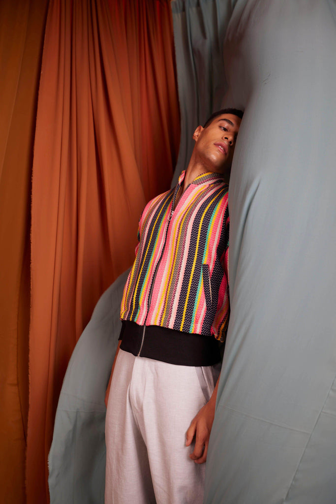 MULTI STRIPE BOMBER - dash and dot dash and dot