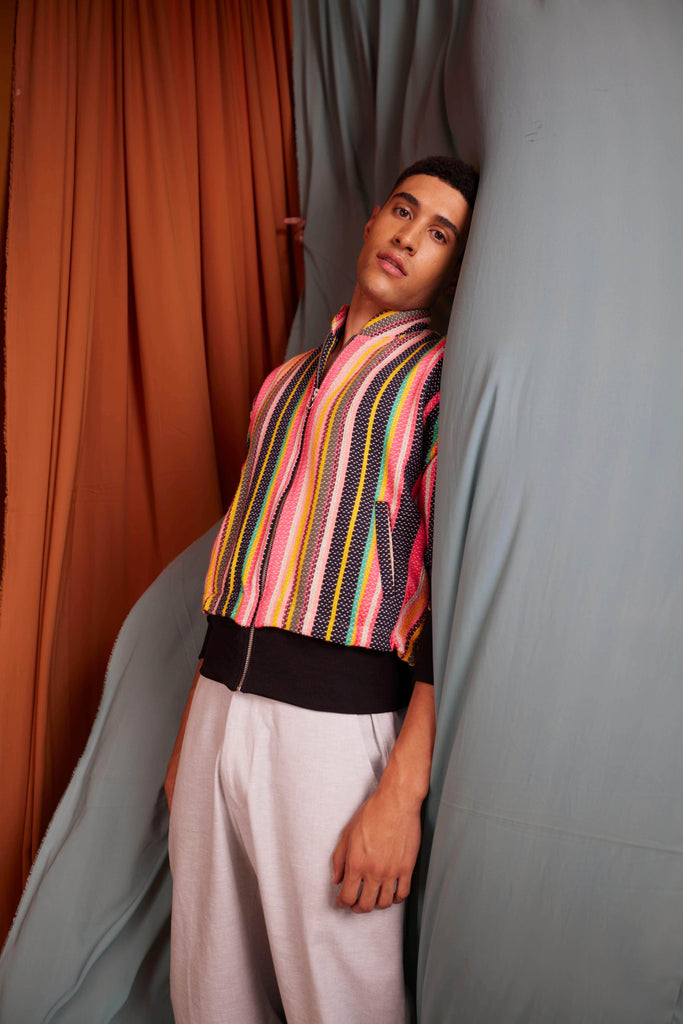 MULTI STRIPE BOMBER - dash and dot dash and dot