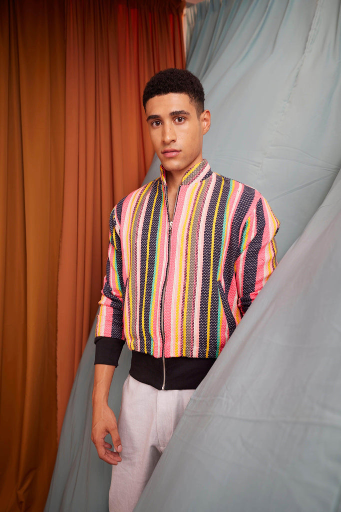 MULTI STRIPE BOMBER - dash and dot dash and dot