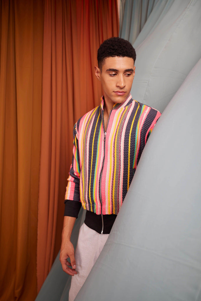 MULTI STRIPE BOMBER - dash and dot dash and dot