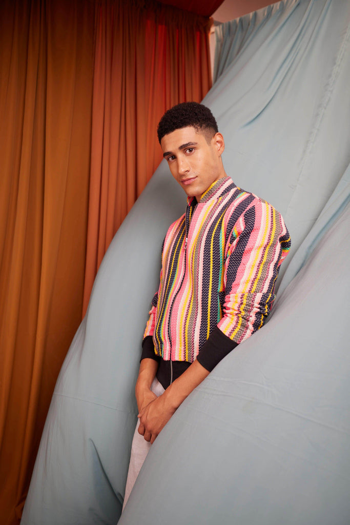 MULTI STRIPE BOMBER - dash and dot dash and dot